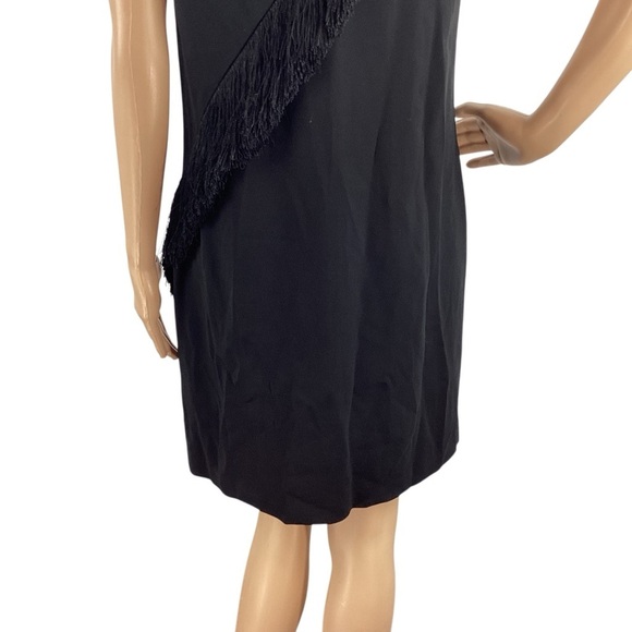 A.L.C. Lottman Fringe Dress Black Sleeveless V-Back Size 10 - Picture 7 of 9